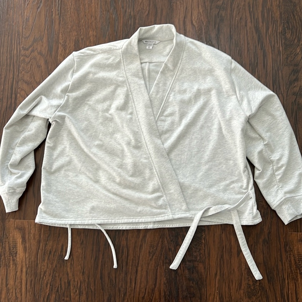 Athleta Light Gray Wrap Sweatshirt